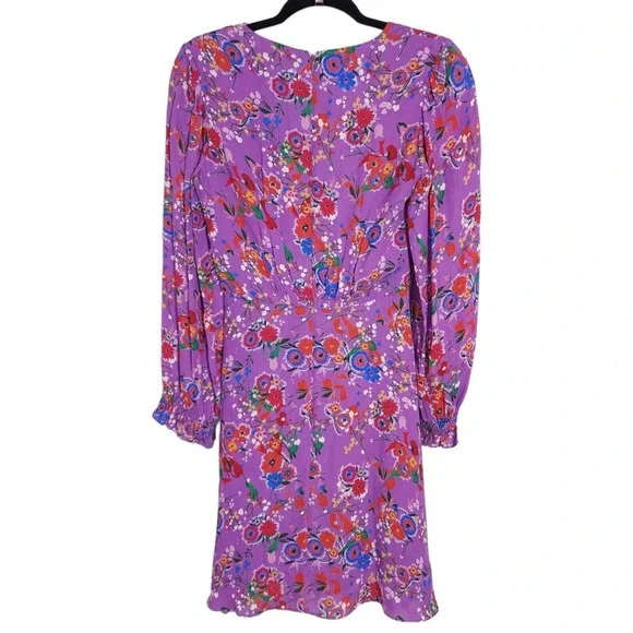Saloni Womens Dress Eve Mini Button Lilac Pimpernel Purple Floral Prairie Size 2 - Picture 3 of 16